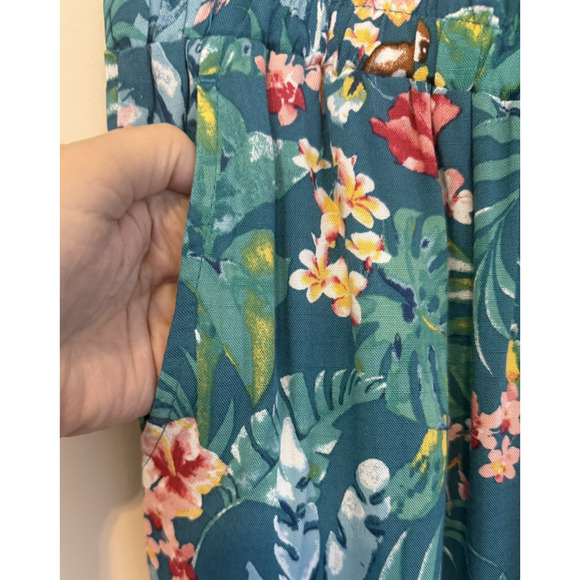 Jane + Delancey Floral Drawcord Wide Leg Crop Trouser Pants Green Women's Size M - Picture 4 of 8